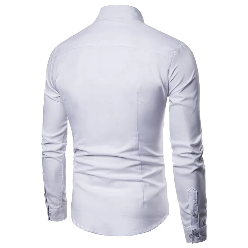 Long Sleeve Dress Shirts Camisa Masculina