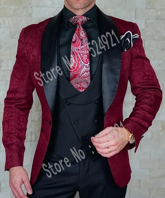 Tuxedos Shawl Satin Lapel ( Jacket+Pants+Vest+Tie) C691