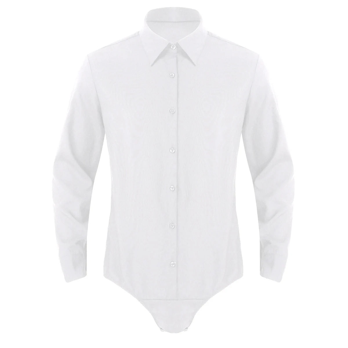 Mens Long Sleeves Turn-down Collar Button Down Solid Color Bodysuit Shirt Tops
