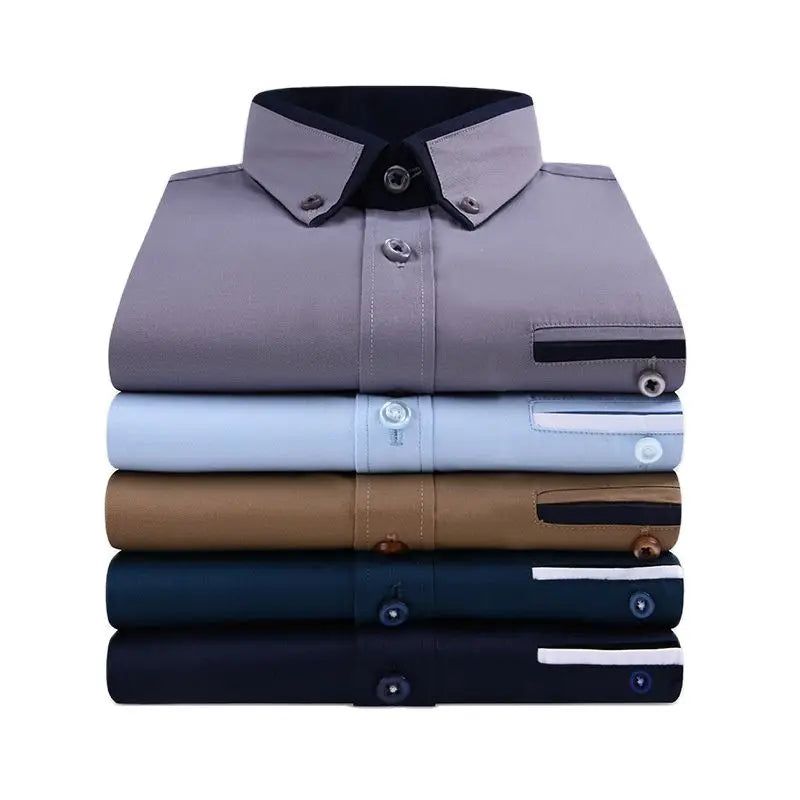 Long Sleeve Slim Fit No-Iron Casual Button Down Shirt