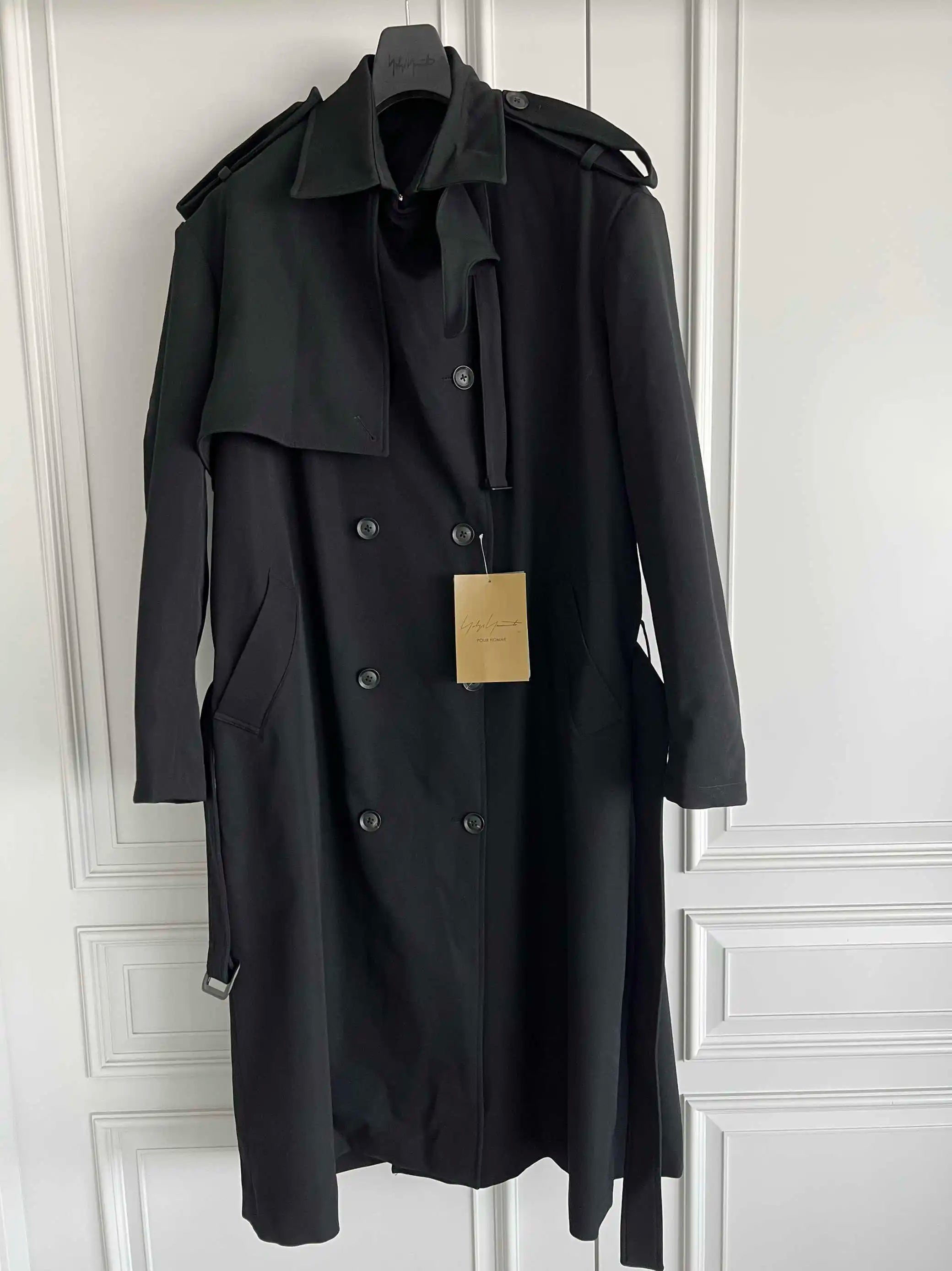 TOP-YAMAMOTO original design black wool coat