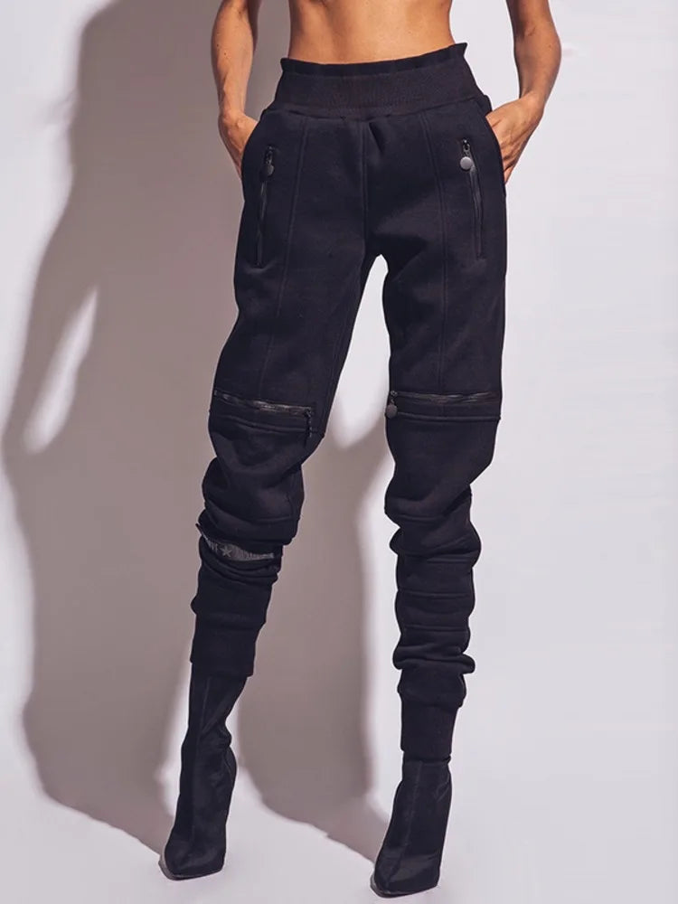 High-Waisted Solid Color Trousers