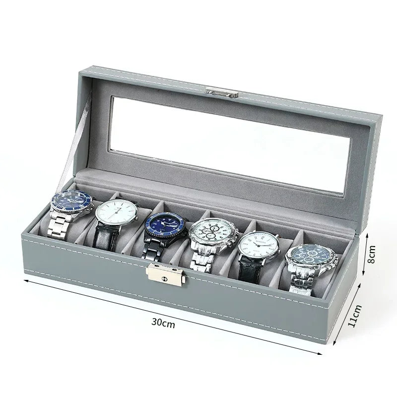 Watch Boxes 2/3/4/5/6/8/10/12 Girds Cases Storage Boxes Watch Organizer Case PU Leather Watch Display Jewelry Box For Best Gifts