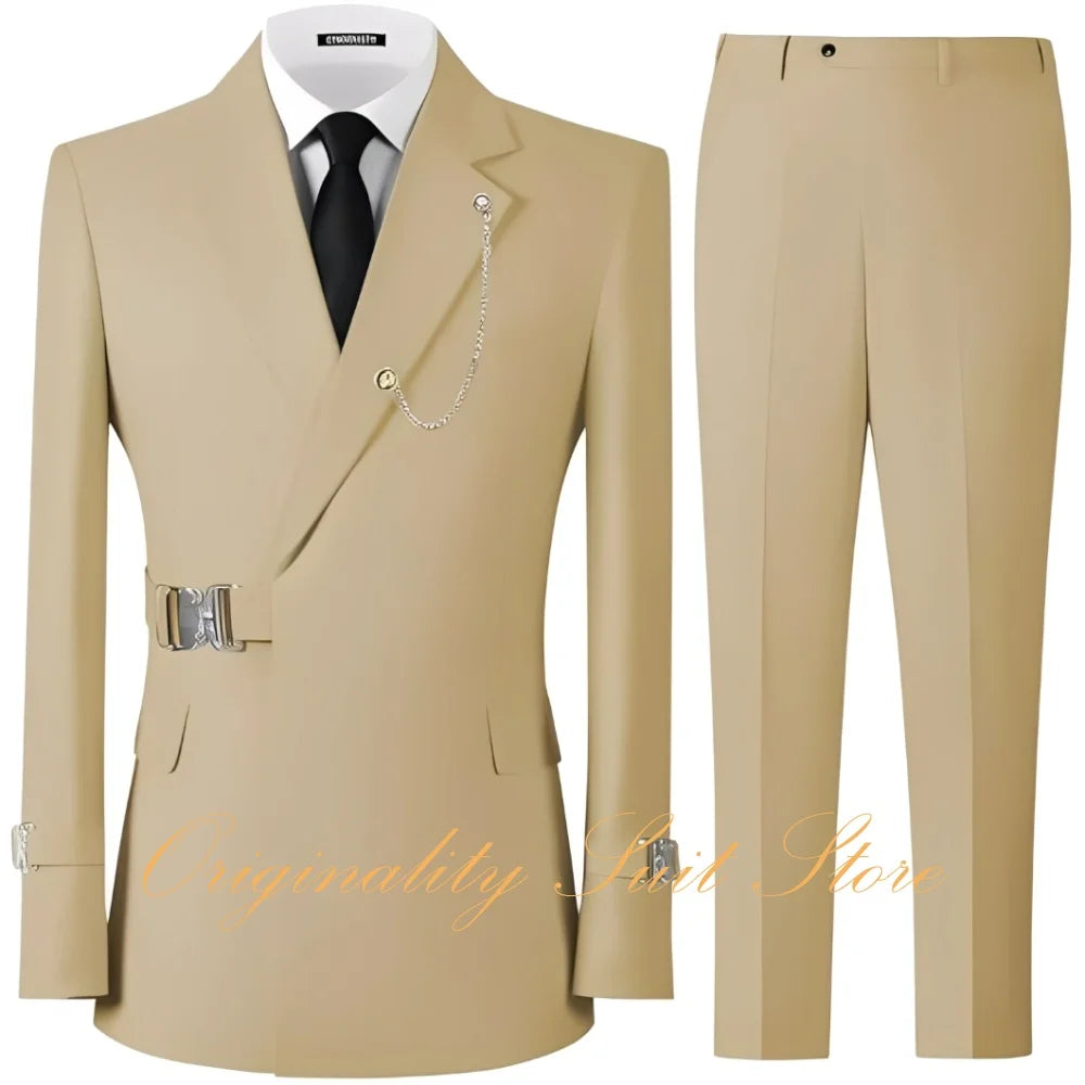 Formal Men's Suits 2 Piece Slim Fit Blazer Pants Suits for Men Wedding Tuxedo Casual Business Men Suit Set