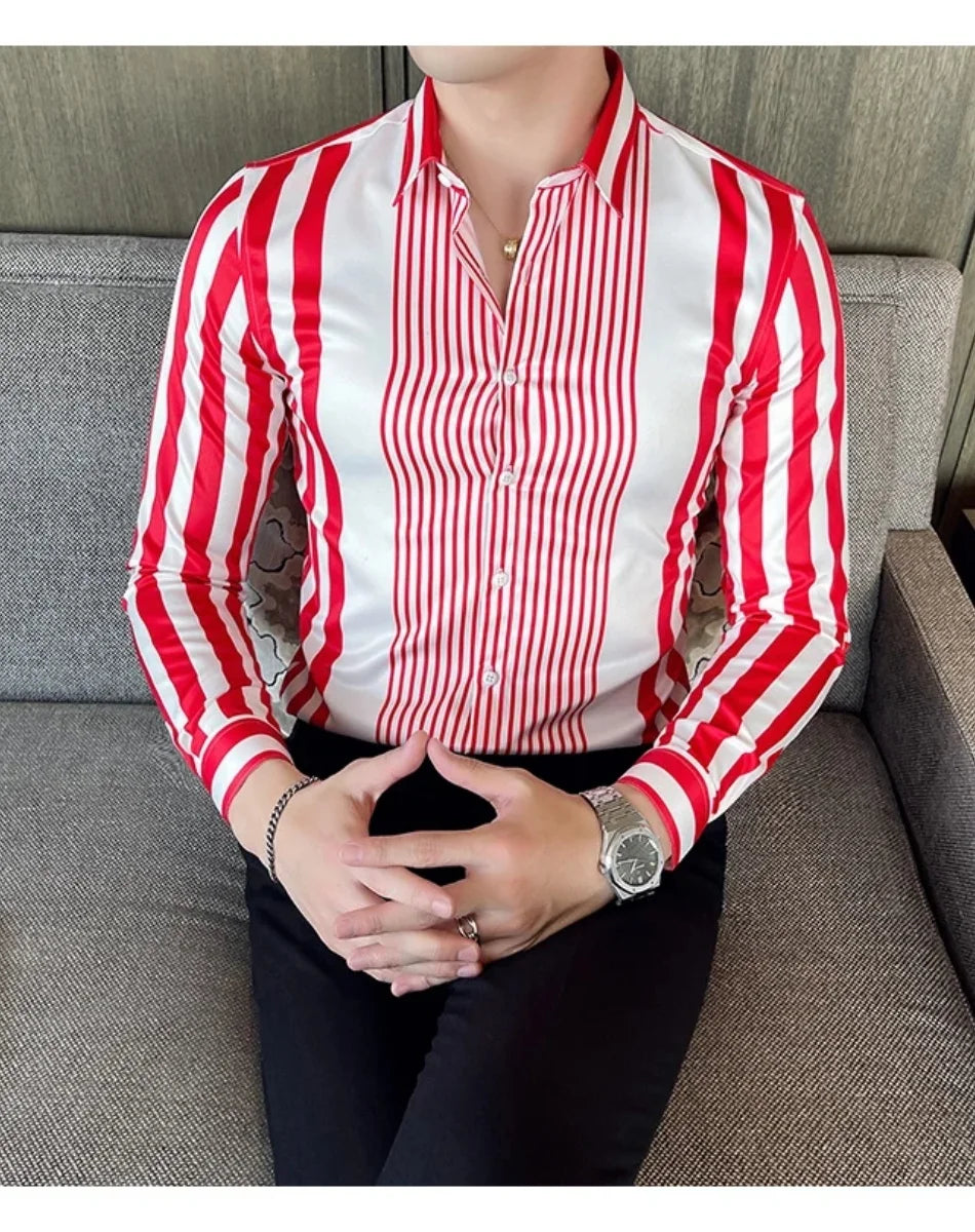 British Style Striped Long Sleeve Shirts
