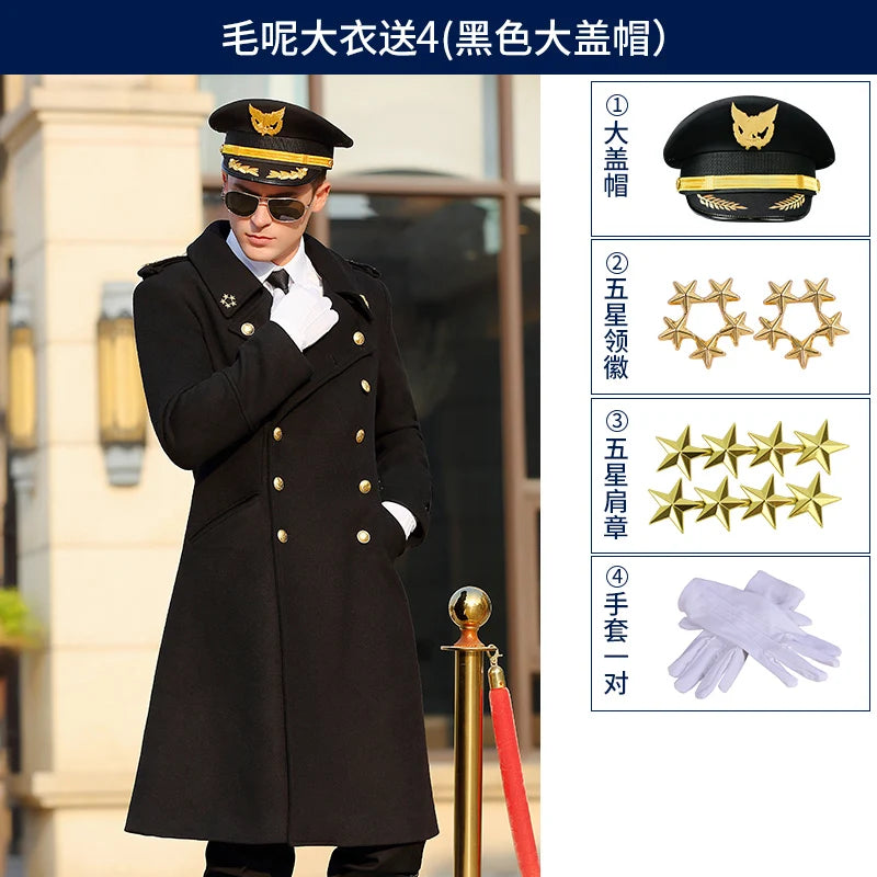 Woolen Double breasted Black General Coat Wool Greatcoat Coat Tops