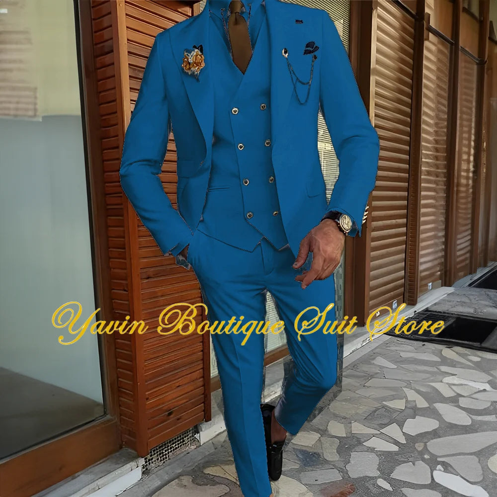 3-piece Formal Blazer Pants Vest Tuxedo Elegant Men's Suits