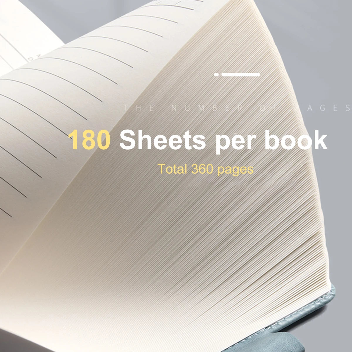A5 Notebook Student Planning Efficiency Book Business Office Work Conference Notepad 360 Pages 100GSM Font Leather Cover