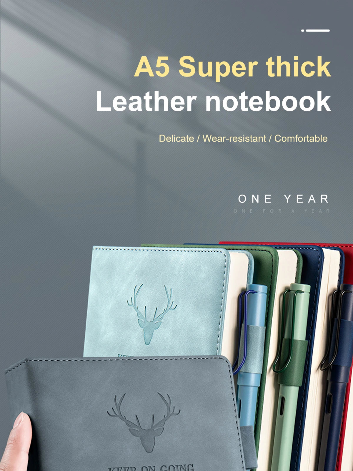 A5 Notebook Student Planning Efficiency Book Business Office Work Conference Notepad 360 Pages 100GSM Font Leather Cover