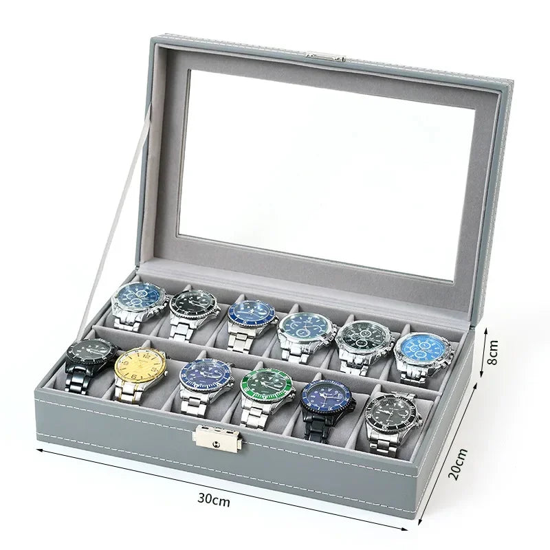 Watch Boxes 2/3/4/5/6/8/10/12 Girds Cases Storage Boxes Watch Organizer Case PU Leather Watch Display Jewelry Box For Best Gifts