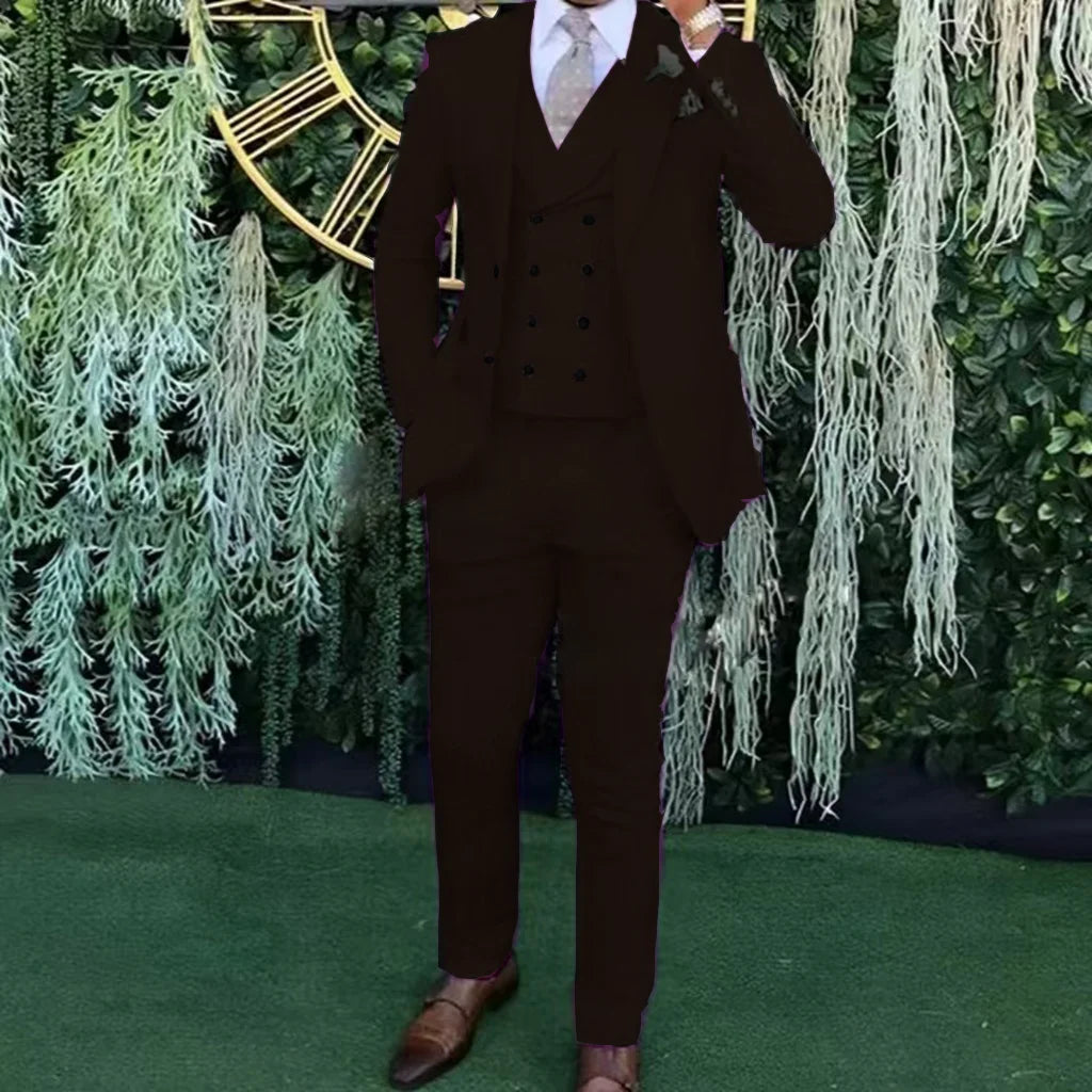 Men's Slim-Fit Three-Piece Suit,Three-Piece set of Vest, Blazer and Trousers,Ideal for Weddings, Business and Formal Occasions