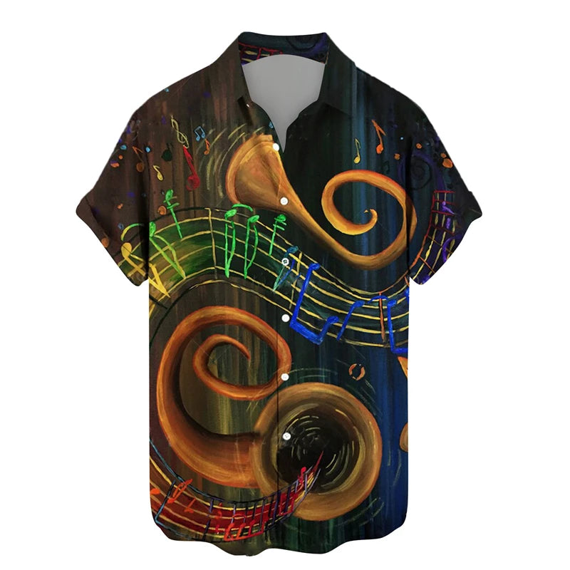 Music Guitar Print Short Sleeve V-Neck