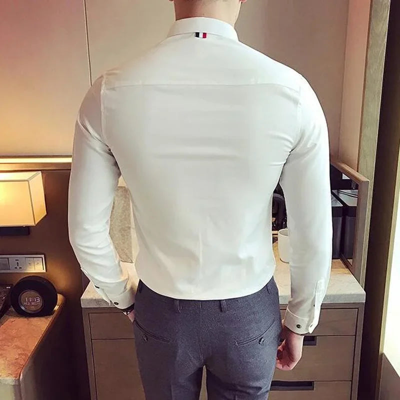Men Long Sleeve Slim Fit Dress Shirts