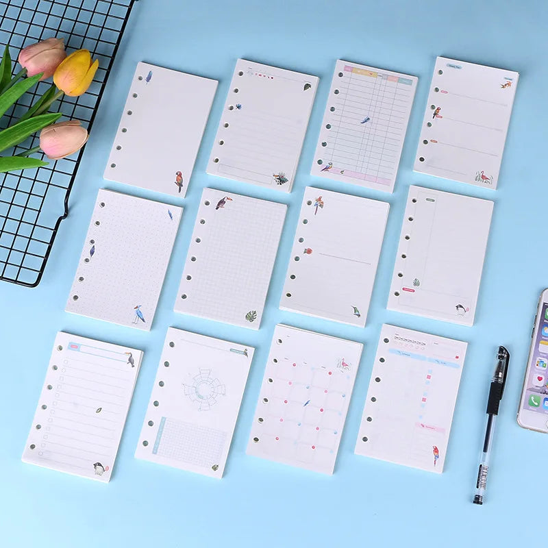 A5A6A7 45 Sheets Kawaii Loose Leaf Notebook Paper Refill Spiral Binder Index Inner PagesGrid Line Point Planner Sketchbook