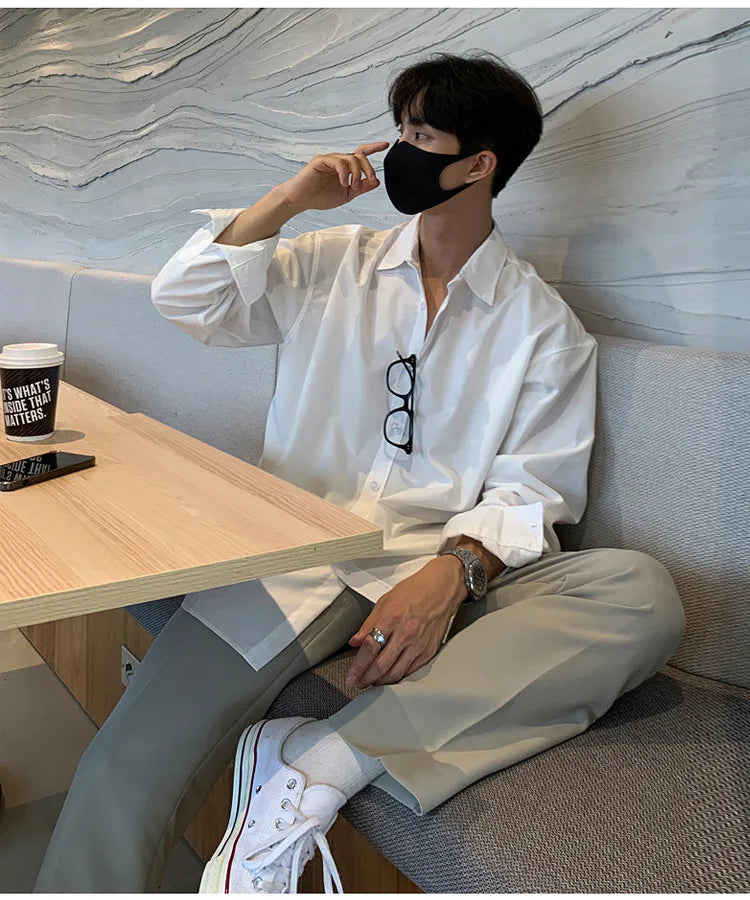 Casual Single Breasted Cardigan Turndown Collar Shirt