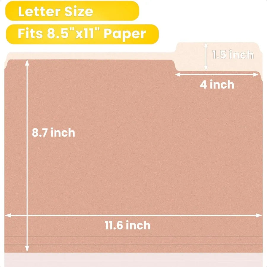 File Folders 18 Pack Manilla Folders 8.5 x 11 Colored Folders Office Organization Home School Folders for Documents Files Paper