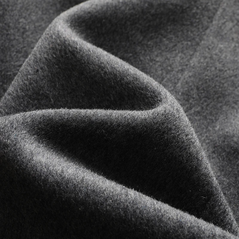 High-end fashionable stylish solid color versatile long woolen coat