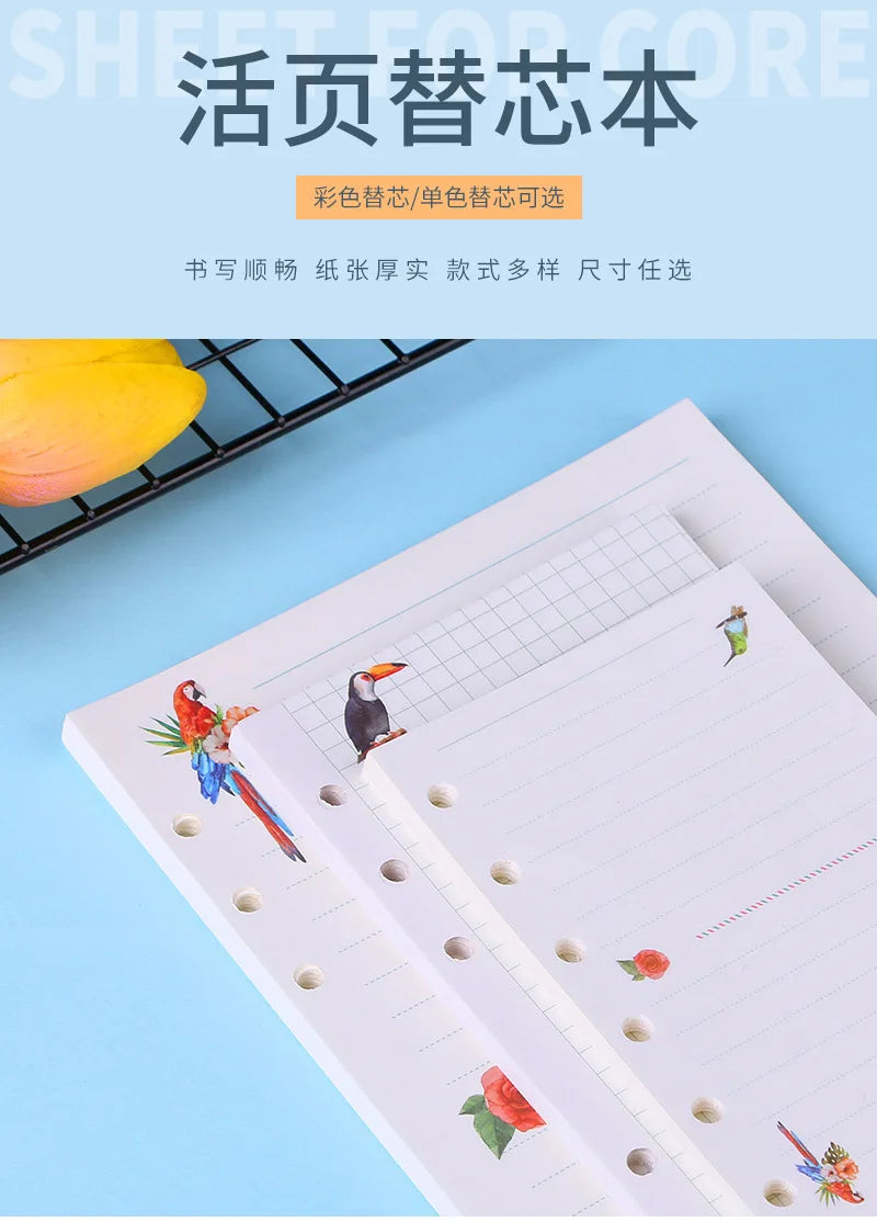 A5A6A7 45 Sheets Kawaii Loose Leaf Notebook Paper Refill Spiral Binder Index Inner PagesGrid Line Point Planner Sketchbook