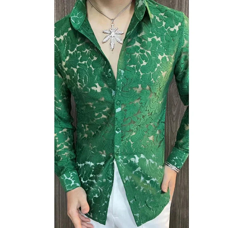 Slim Fit Shirt Spring Transparent Long Sleeved Shirt