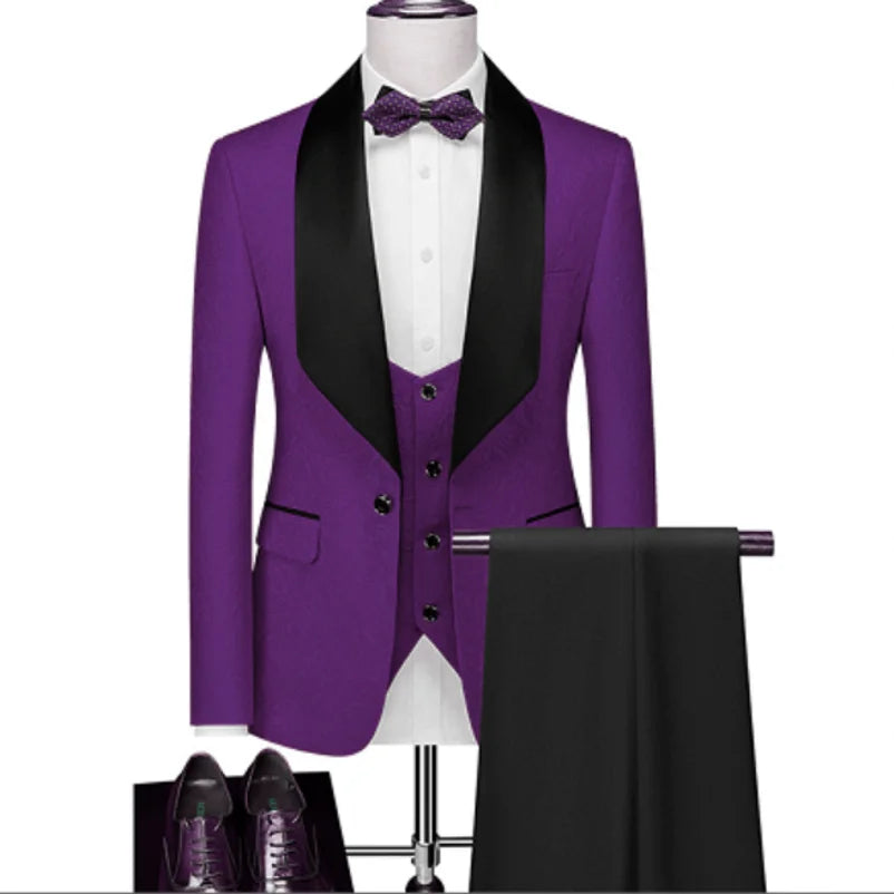 Tuxedos Shawl Satin Lapel ( Jacket+Pants+Vest+Tie) C691