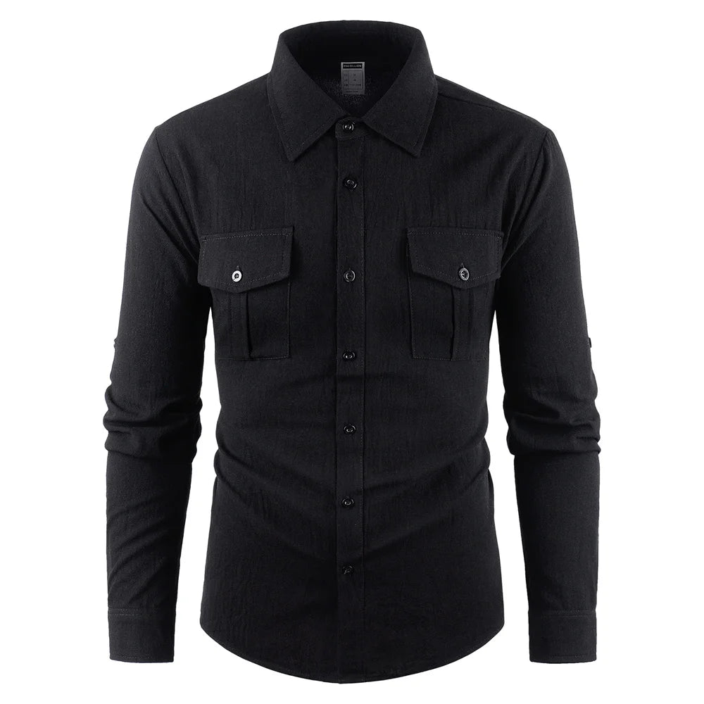 Men's Cargo Single Breasted Breathable Long Sleeve Shirt