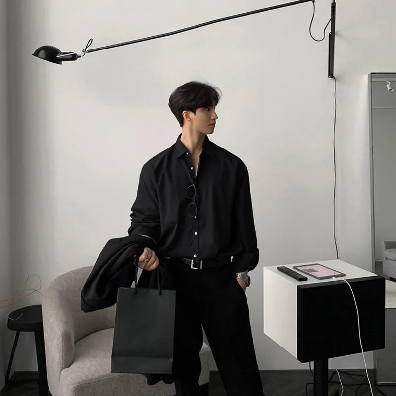 Casual Single Breasted Cardigan Turndown Collar Shirt