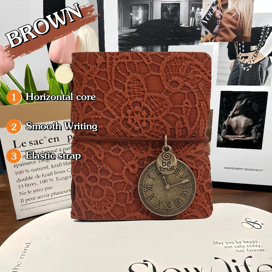 Mini notebook Traveler's manual Retro Leather style book Applicable to hang Decoration Diary book notepad 120 page