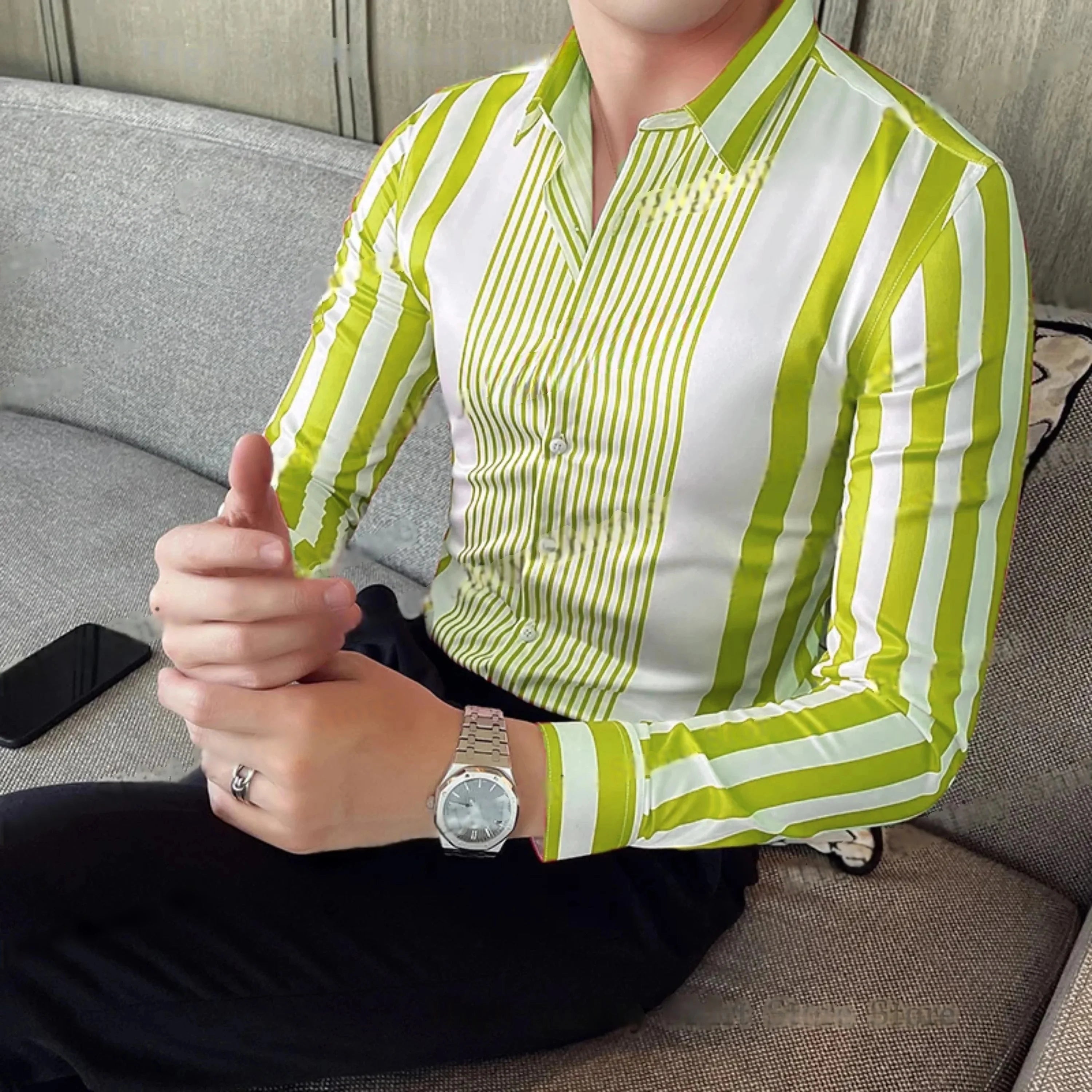 British Style Striped Long Sleeve Shirts