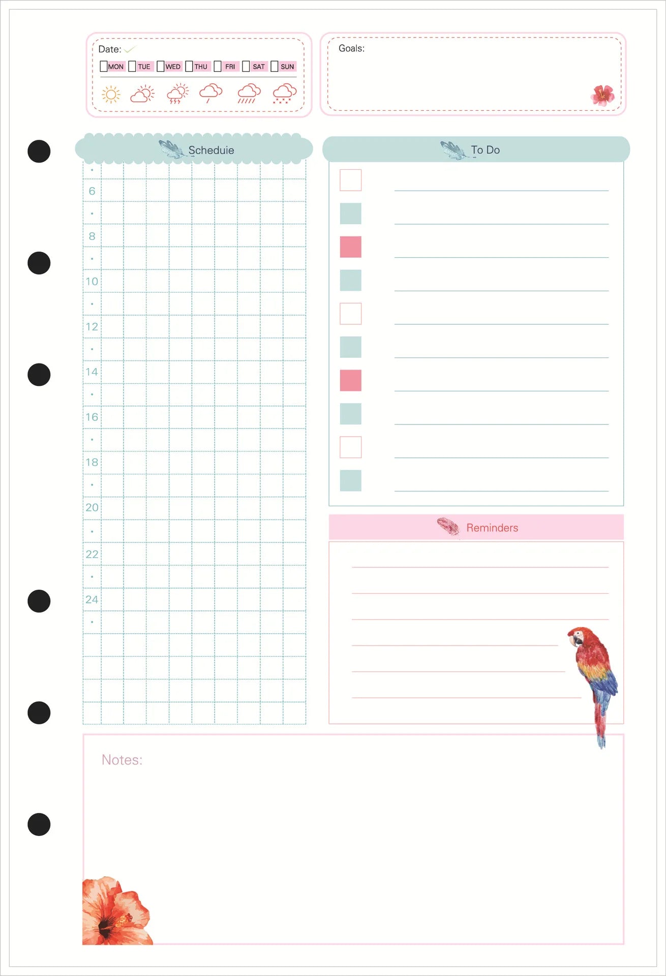 A5A6A7 45 Sheets Kawaii Loose Leaf Notebook Paper Refill Spiral Binder Index Inner PagesGrid Line Point Planner Sketchbook