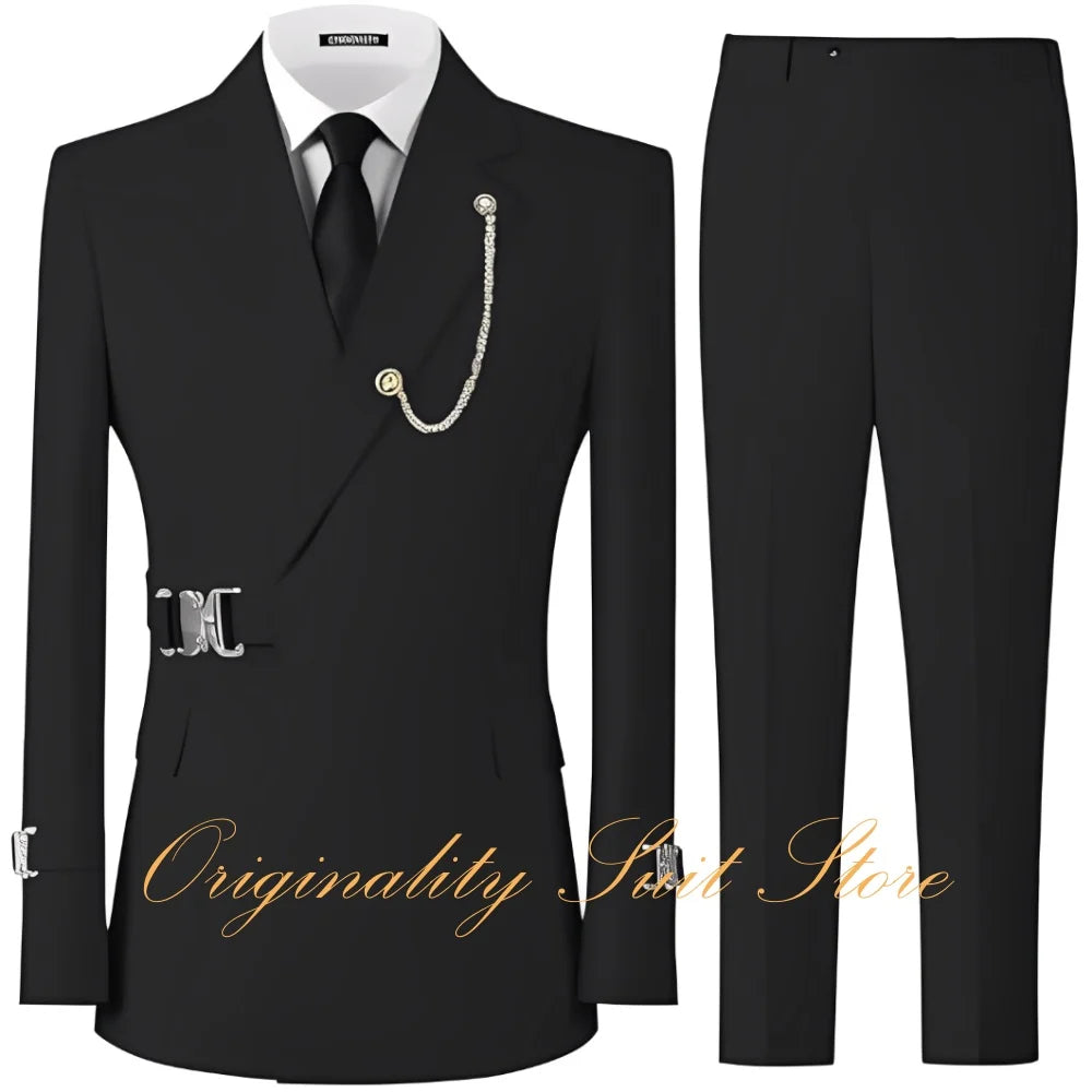 Formal Men's Suits 2 Piece Slim Fit Blazer Pants Suits for Men Wedding Tuxedo Casual Business Men Suit Set