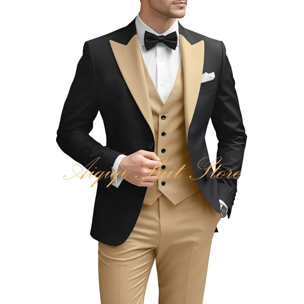 Men's Suits Slim Fit 3 Piece Wedding Suit for Men Elegant Formal Prom Tuxedo Grooms Homecoming Blazer Vest Pants Men Suits