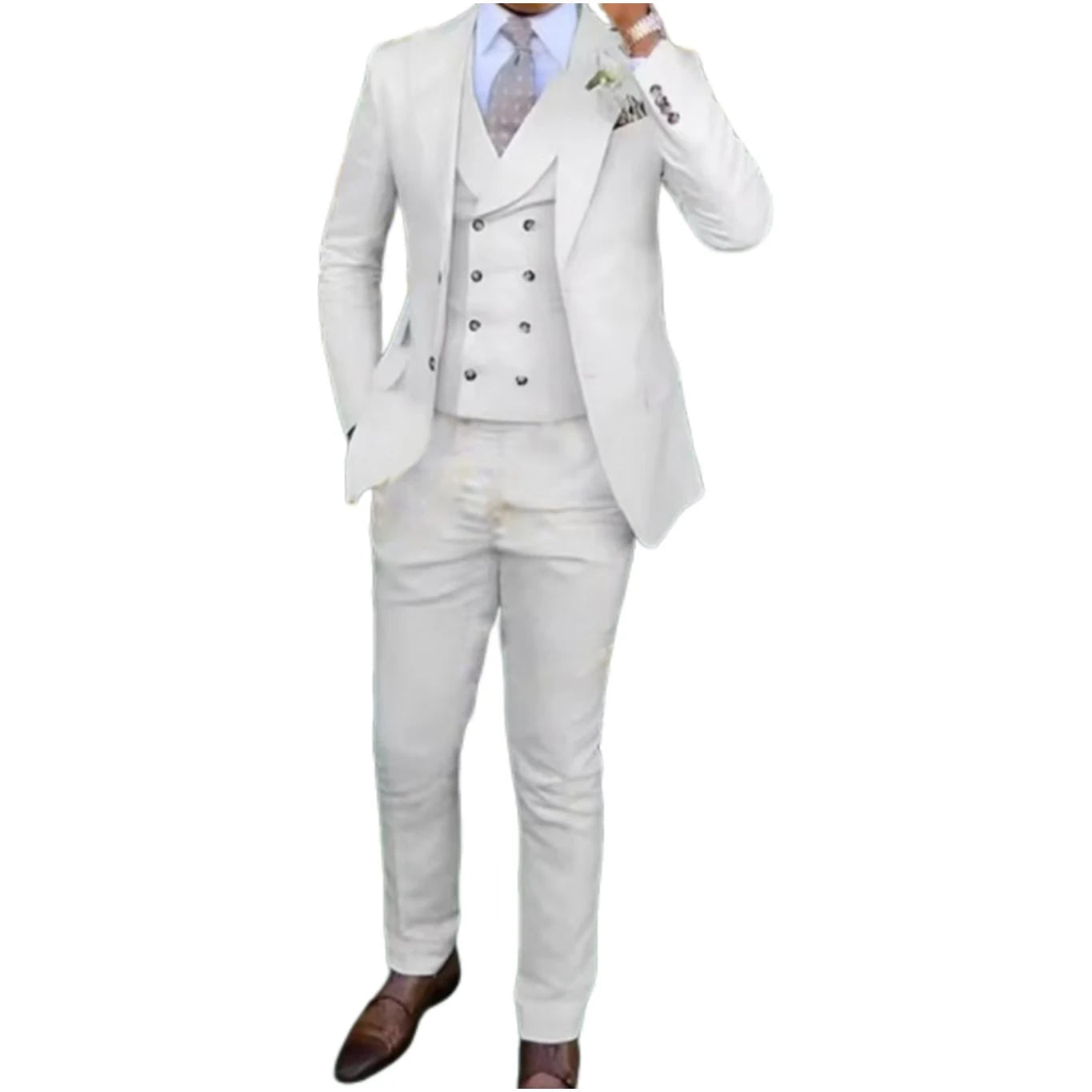 Men's Slim-Fit Three-Piece Suit,Three-Piece set of Vest, Blazer and Trousers,Ideal for Weddings, Business and Formal Occasions