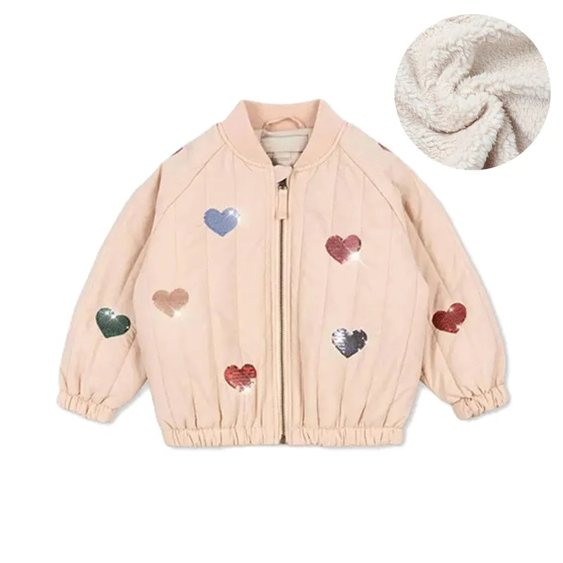 Children's coats embroidered sequined thickened wool jacket
