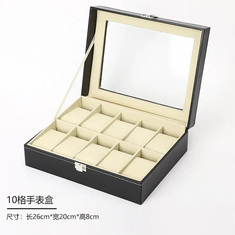 Watch Boxes 2/3/4/5/6/8/10/12 Girds Cases Storage Boxes Watch Organizer Case PU Leather Watch Display Jewelry Box For Best Gifts