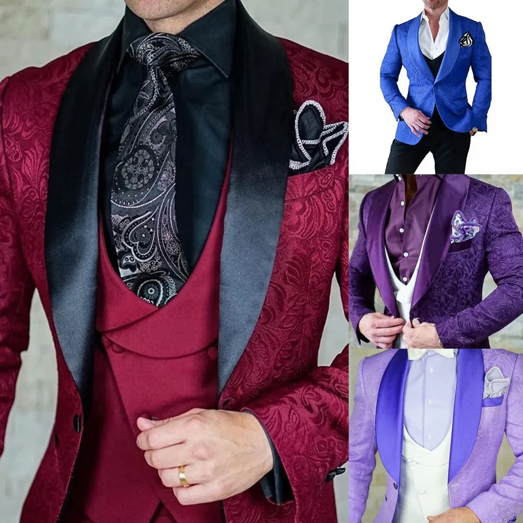 Tuxedos Shawl Satin Lapel ( Jacket+Pants+Vest+Tie) C691