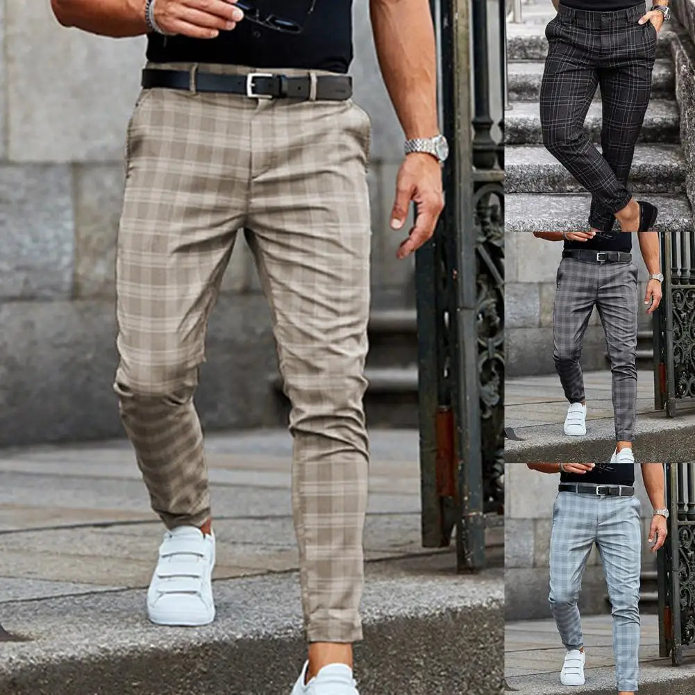 Checkered Pattern Men Trousers