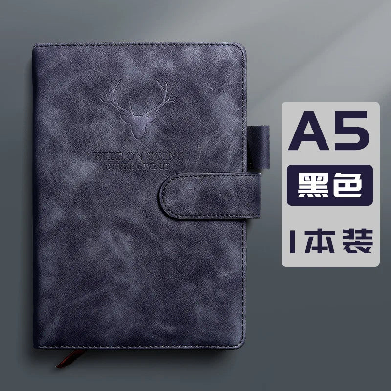 A5 Notebook Student Planning Efficiency Book Business Office Work Conference Notepad 360 Pages 100GSM Font Leather Cover
