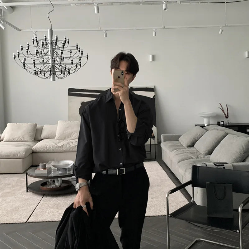 Casual Single Breasted Cardigan Turndown Collar Shirt