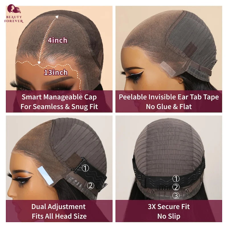 Beautyforever 13x4 Elastic Drawstring Glueless Wig Human Hair 3D Body Wave Bye Bye Knots Wear and Go Glueless Lace Front Wig