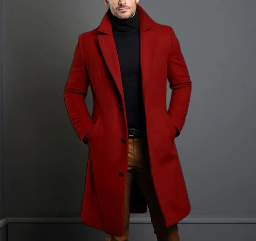 Long Solid Color High-end Woolen Coat
