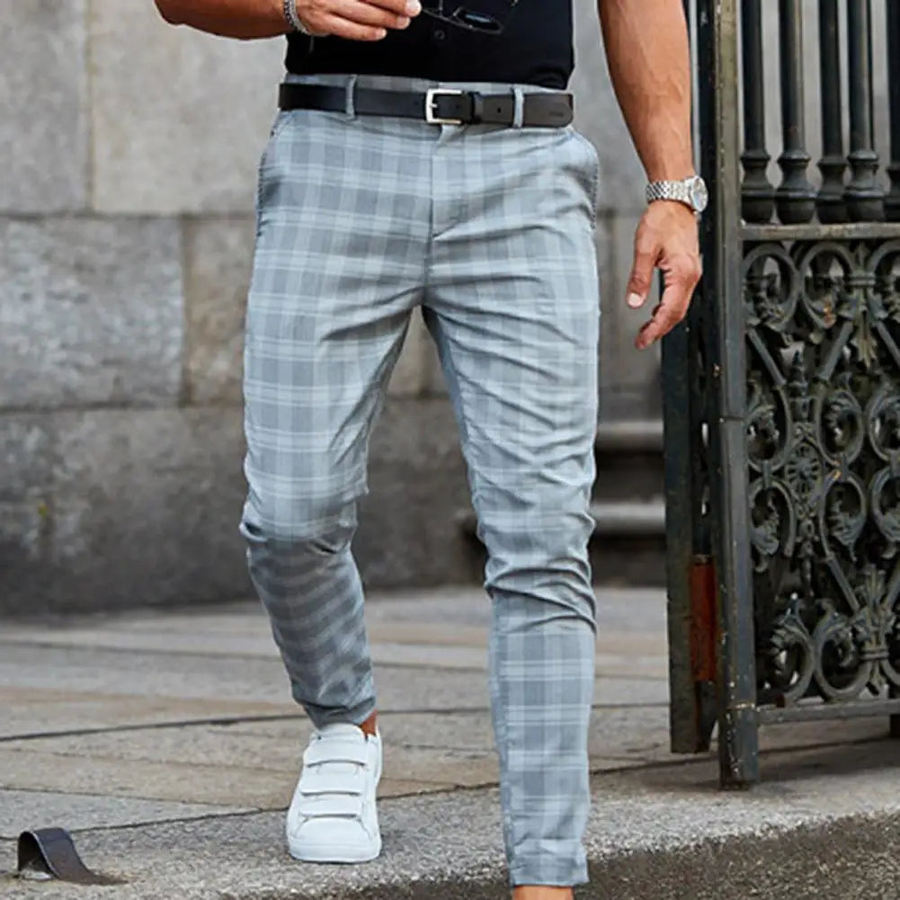 Checkered Pattern Men Trousers