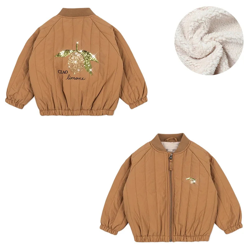 Children's coats embroidered sequined thickened wool jacket