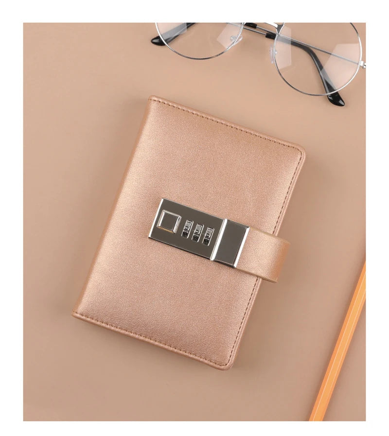Code Diary Book With Lock PU Notepad Agenda Planner Handmade Handaccount Book Journal Travel Notebook