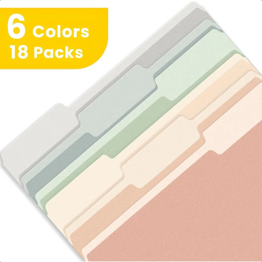 File Folders 18 Pack Manilla Folders 8.5 x 11 Colored Folders Office Organization Home School Folders for Documents Files Paper
