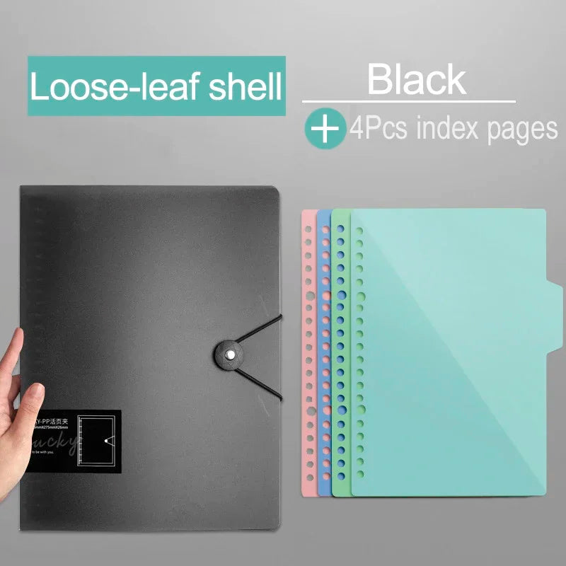 A5/B5/A4 Transparent Loose Leaf Binder Notebook Diary Inner Core Cover Note Book Journal Planner Office Stationery Supplies
