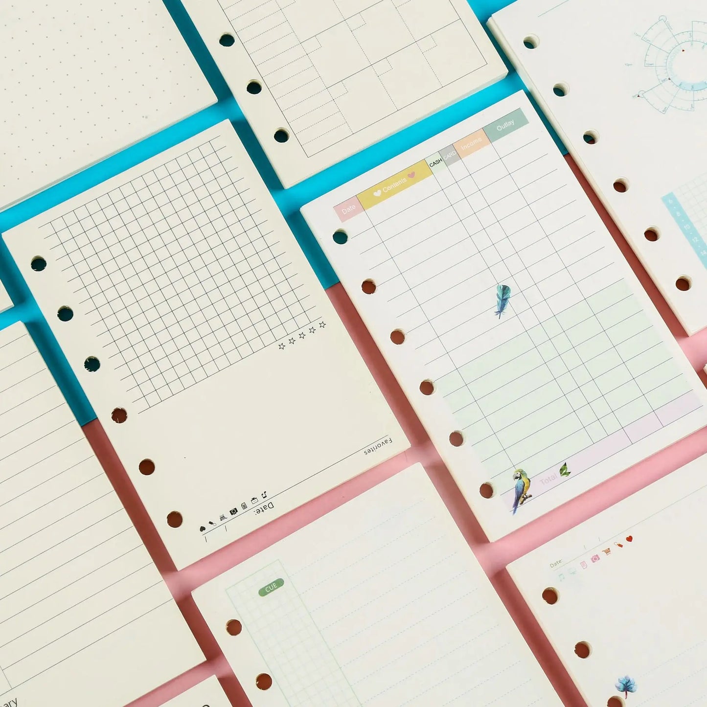 A5A6A7 45 Sheets Kawaii Loose Leaf Notebook Paper Refill Spiral Binder Index Inner PagesGrid Line Point Planner Sketchbook