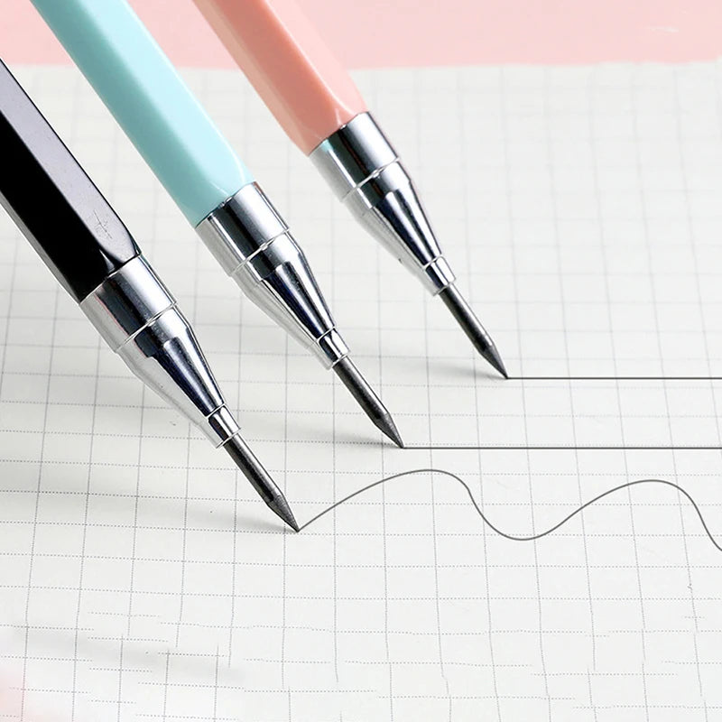 3 Colors 2.0mm Mechanical Pencil Comes with A Pencil Sharpener 2B Lead Core Sketching Painting Writing Stationery Supplies