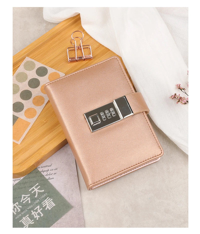 Code Diary Book With Lock PU Notepad Agenda Planner Handmade Handaccount Book Journal Travel Notebook