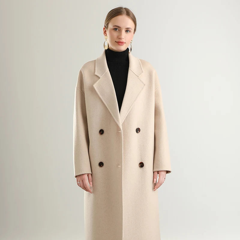 wool coat, double-sided, Korean style, lapel