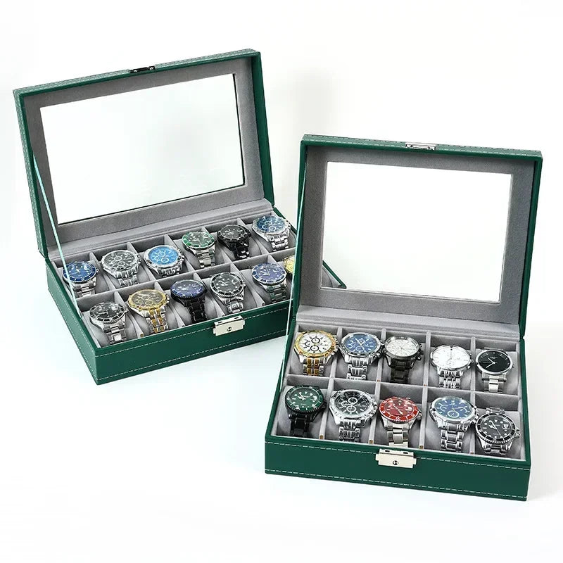 Watch Boxes 2/3/4/5/6/8/10/12 Girds Cases Storage Boxes Watch Organizer Case PU Leather Watch Display Jewelry Box For Best Gifts
